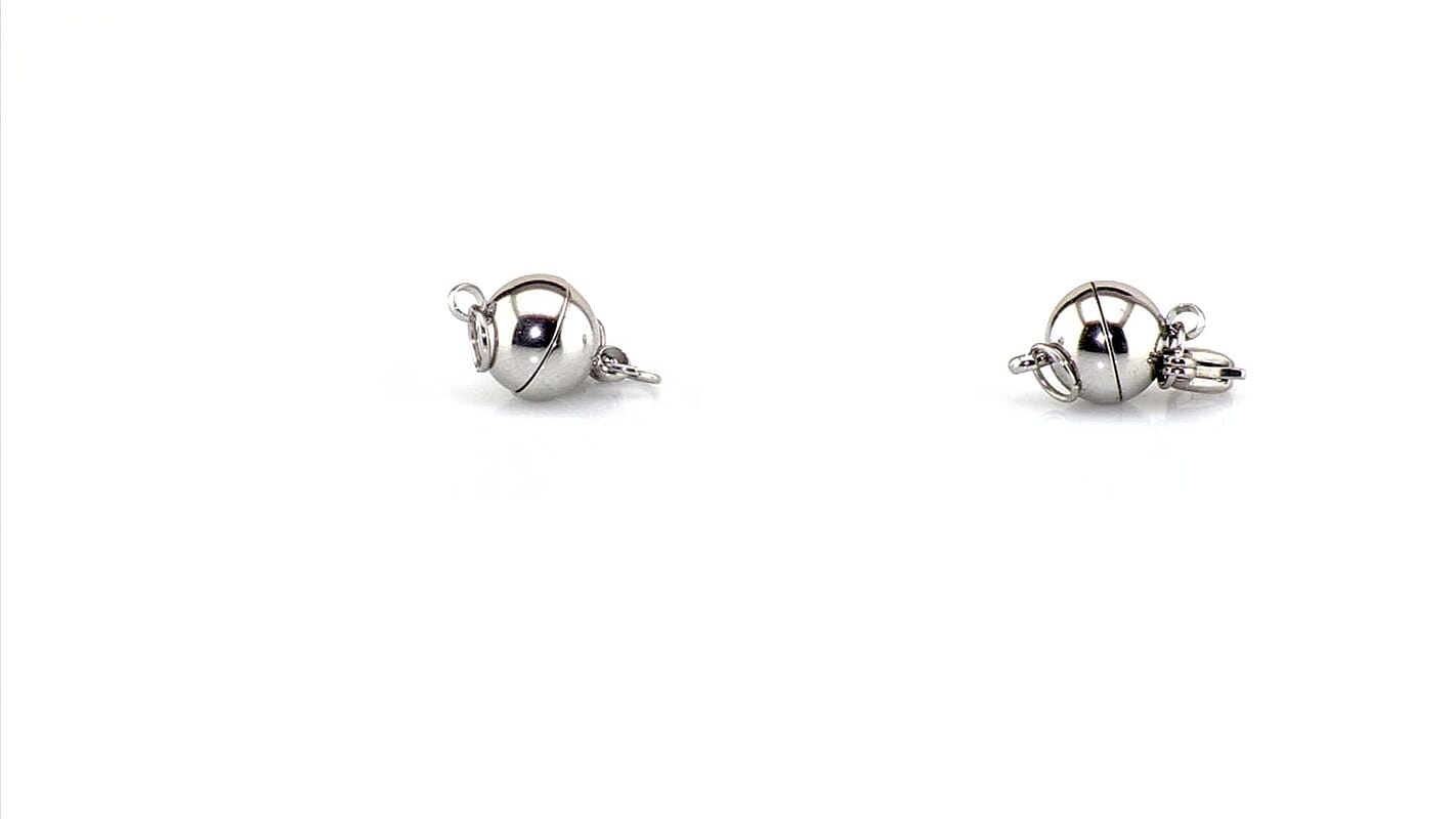Set of 2 -9mm Lobster Lock with 9mm Magnetic Lock in Rhodium Over and ION Plated YG Stainless Steel