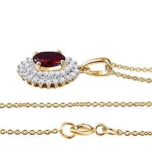 Luxoro Premium Anthill Garnet and I2 Diamond 1.20 ctw Bloomed Love Pendant Necklace 20 Inches in 10K Yellow Gold (Del. in 5-7 Days) 