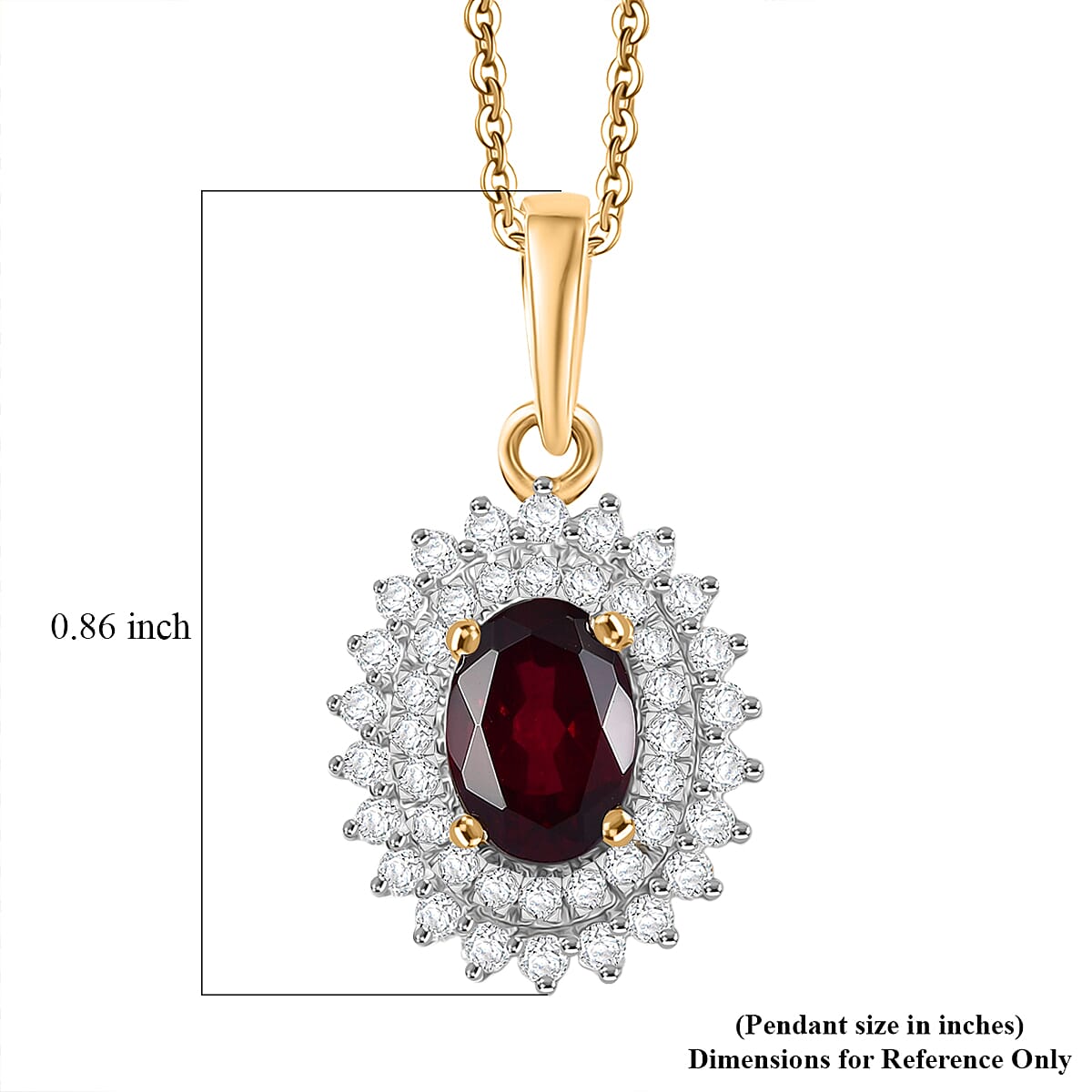 Luxoro Premium Anthill Garnet and I2 Diamond 1.20 ctw Bloomed Love Pendant Necklace 20 Inches in 10K Yellow Gold (Del. in 5-7 Days)  image number 5