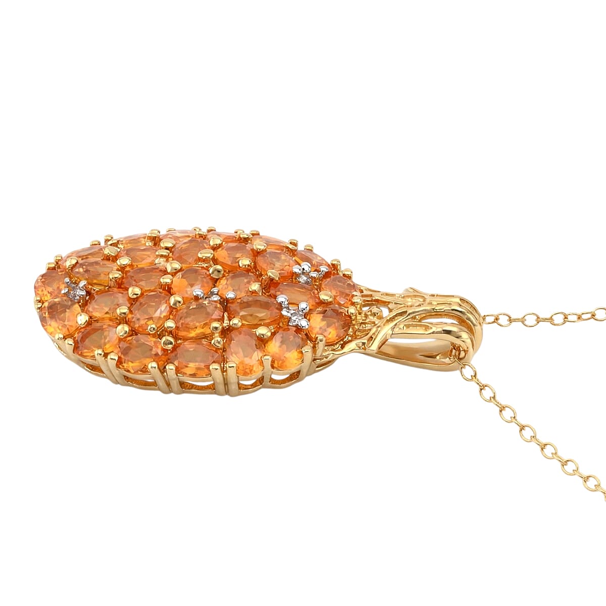 D'Joy Jalisco Fire Opal and White Zircon 3.75 ctw Pendant Necklace in 18K Vermeil Yellow Gold Over Sterling Silver 20 Inches  image number 3