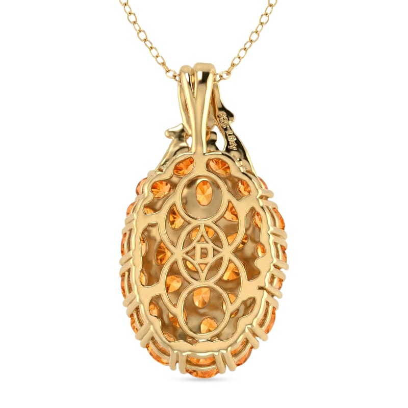 D'Joy Jalisco Fire Opal and White Zircon 3.25 ctw Forest Radiance Pendant Necklace in 18K Vermeil Yellow Gold Over Sterling Silver 20 Inches