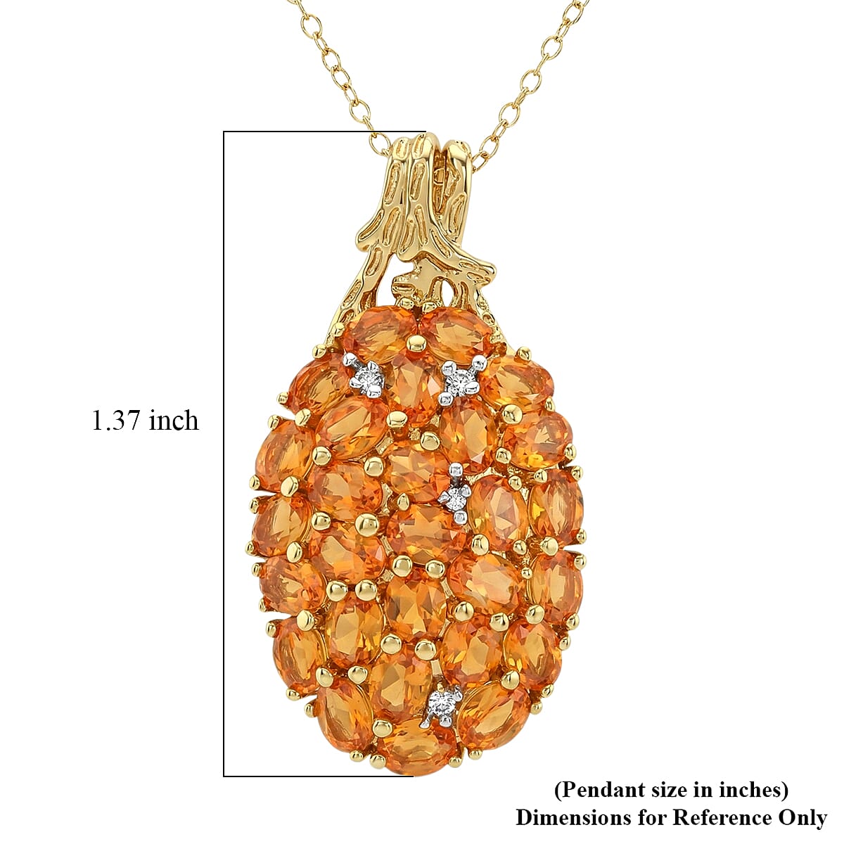 D'Joy Jalisco Fire Opal and White Zircon 3.25 ctw Forest Radiance Pendant Necklace in 18K Vermeil Yellow Gold Over Sterling Silver 20 Inches