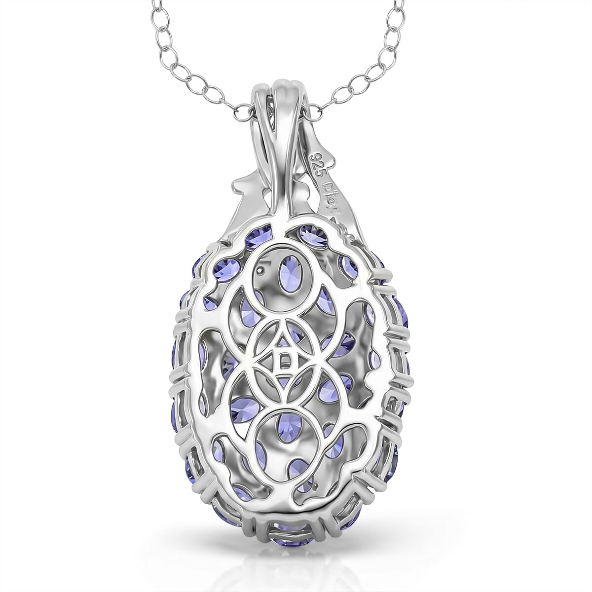 D'Joy Tanzanite and White Zircon 4.90 ctw Pendant Necklace in Rhodium Over Sterling Silver 20 Inches  image number 4