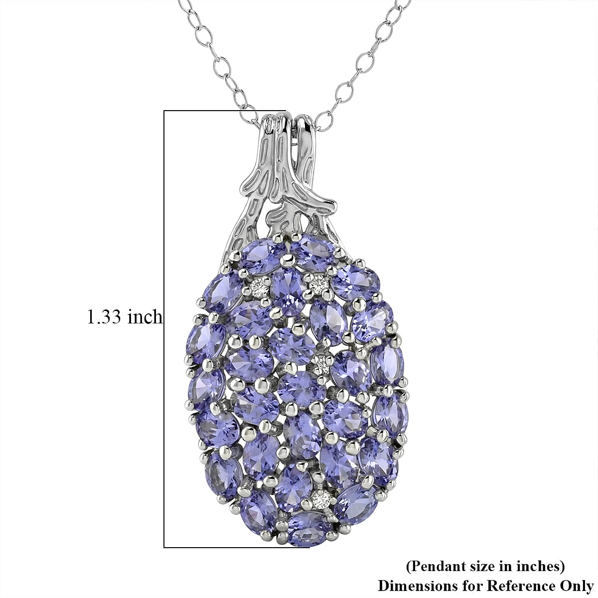 D'Joy Tanzanite and White Zircon 4.90 ctw Pendant Necklace in Rhodium Over Sterling Silver 20 Inches  image number 5