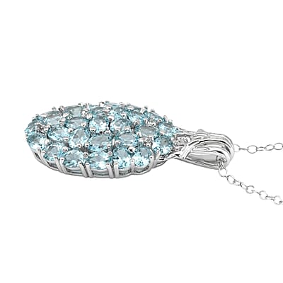 D'Joy Betroka Blue Apatite and White Zircon 5.40 ctw Forest Radiance Pendant Necklace in Rhodium Over Sterling Silver 20 Inches