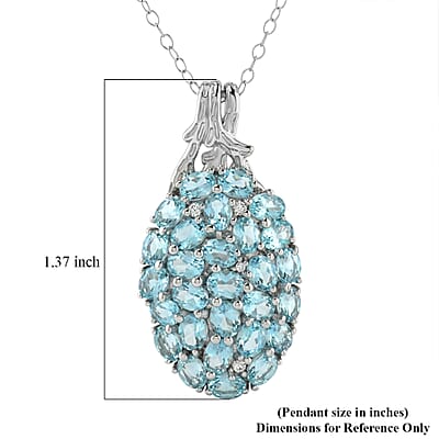 D'Joy Betroka Blue Apatite and White Zircon 5.40 ctw Forest Radiance Pendant Necklace in Rhodium Over Sterling Silver 20 Inches