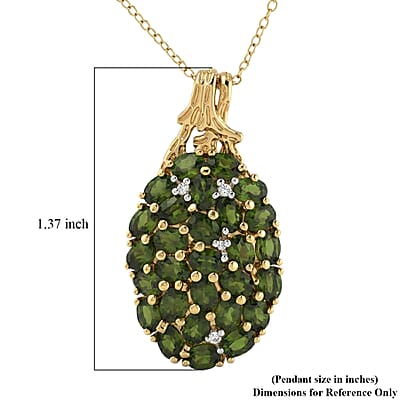 D'Joy Chrome Diopside and White Zircon 5.25 ctw Forest Radiance Pendant Necklace in 18K Vermeil Yellow Gold Over Sterling Silver 20 Inches