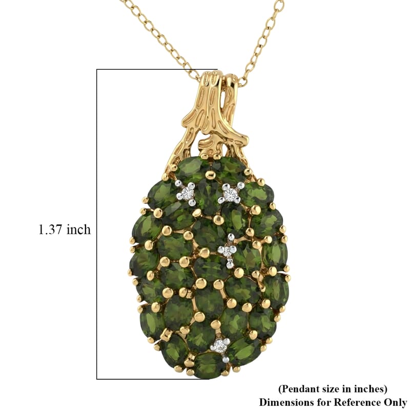 D'Joy Chrome Diopside and White Zircon 5.25 ctw Forest Radiance Pendant Necklace in 18K Vermeil Yellow Gold Over Sterling Silver 20 Inches