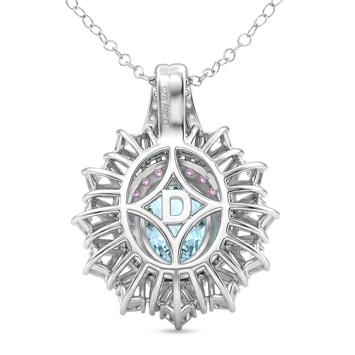 D'Joy Cambodian Blue Zircon and Multi Gemstone 7.65 ctw Pendant Necklace in Rhodium Over Sterling Silver 20 Inches  image number 4
