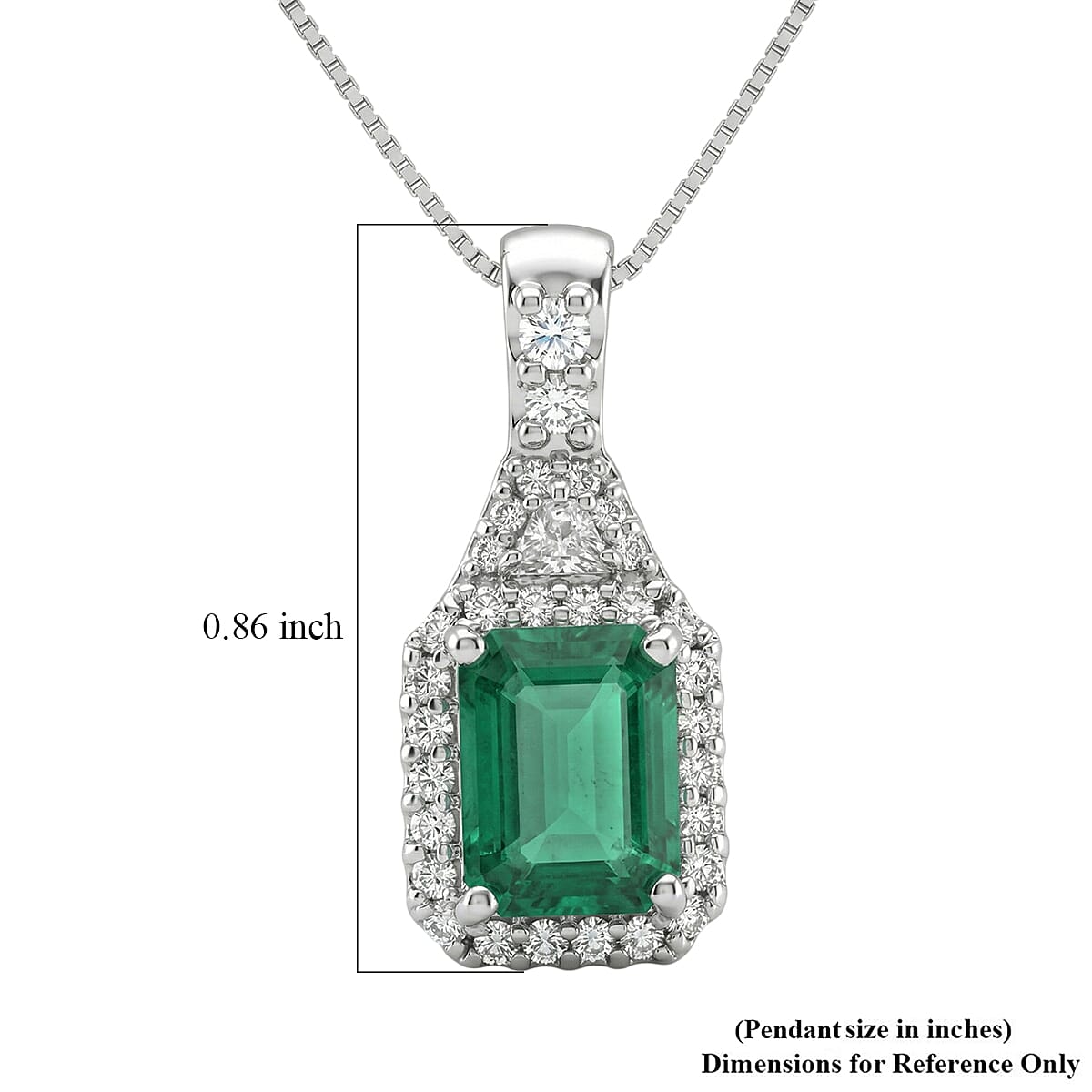 D'Joy Premium Kagem Zambian Emerald and Moissanite 2.00 ctw Pendant Necklace in Rhodium Over Sterling Silver 20 Inches  image number 5