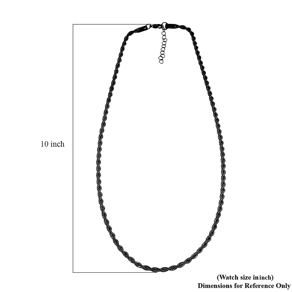 2 Piece Set - Rope Chain Bracelet (8-10In) and Necklace (23-25 Inches) in ION Plated Black Stainless Steel image number 6