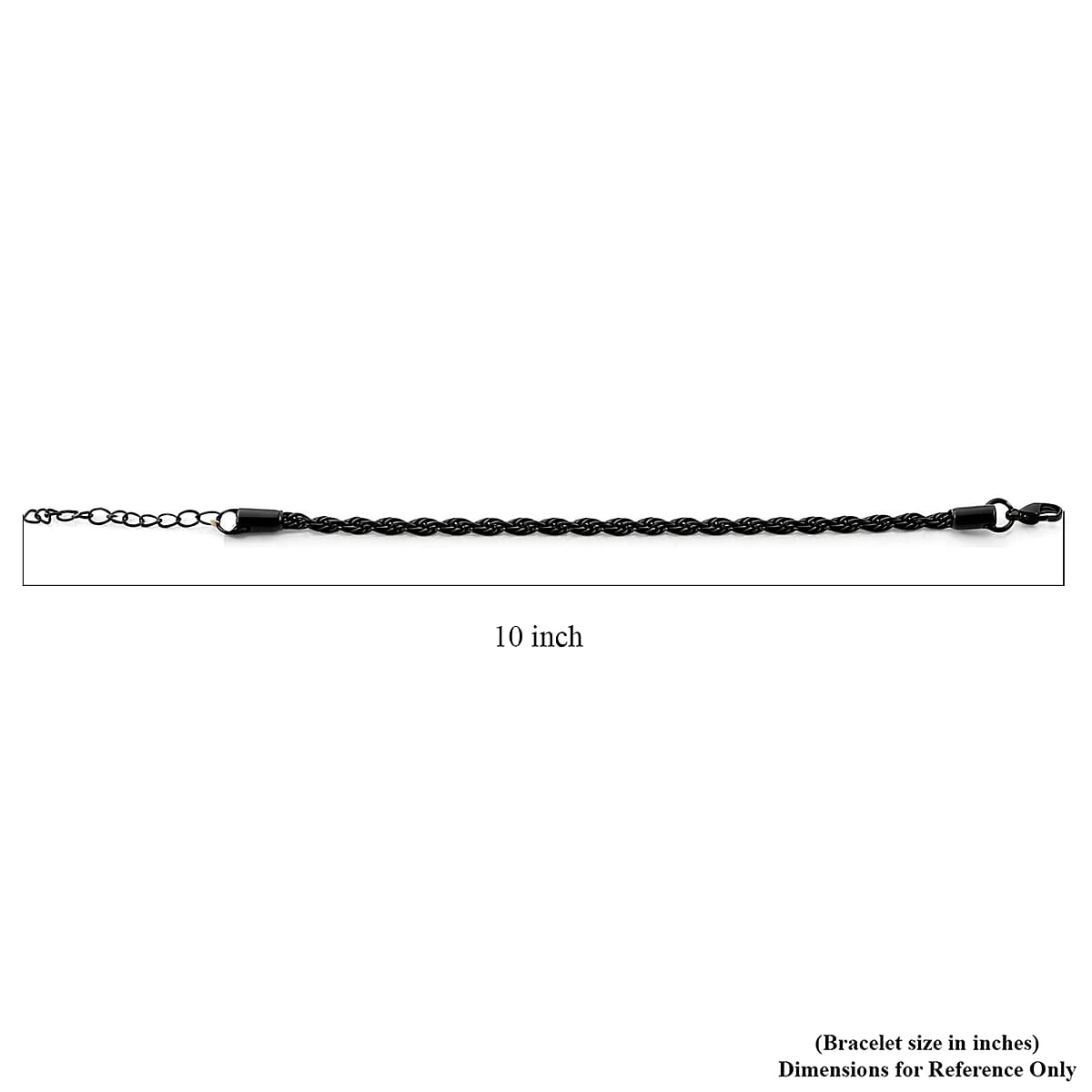 2 Piece Set - Rope Chain Bracelet (8-10In) and Necklace (23-25 Inches) in ION Plated Black Stainless Steel image number 9