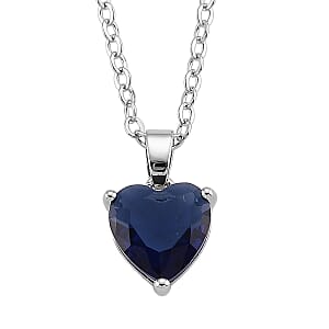 3 Piece Set - Blue Austrian Crystal Heart Bracelet (7.50In), Earrings and Necklace (20-22 Inches) in Silvertone