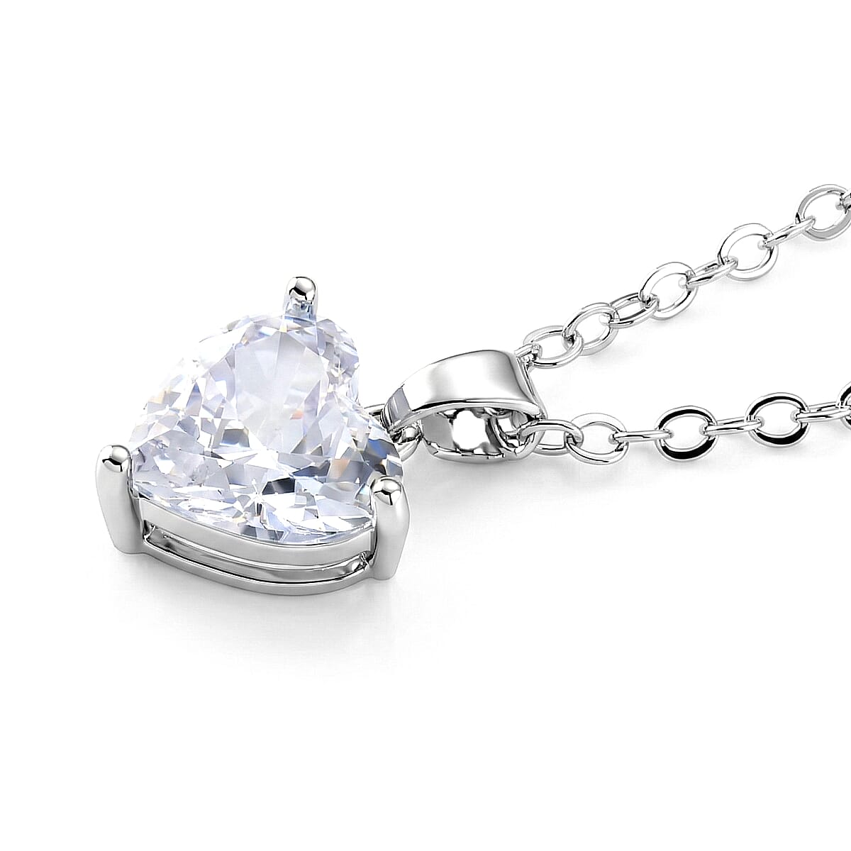 3 Piece Set - Austrian Crystal Heart Bracelet (7.50In), Earrings and Necklace (20-22 Inches) in Silvertone image number 4