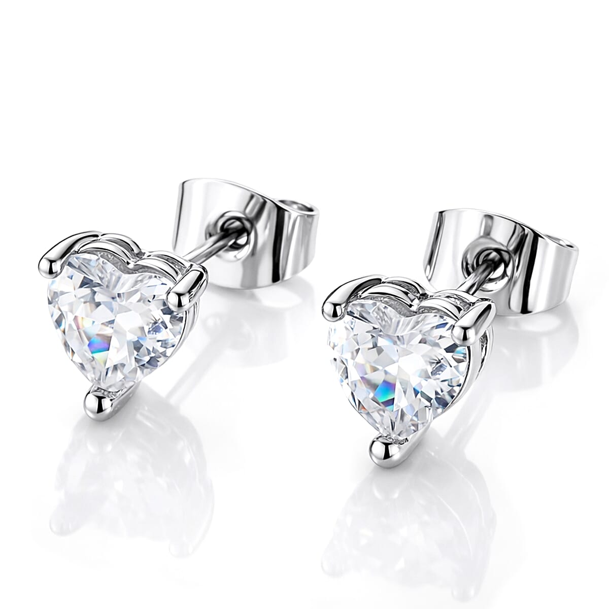 3 Piece Set - Austrian Crystal Heart Bracelet (7.50In), Earrings and Necklace (20-22 Inches) in Silvertone image number 6