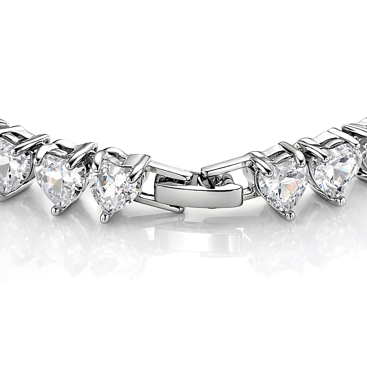 3 Piece Set - Austrian Crystal Heart Bracelet (7.50In), Earrings and Necklace (20-22 Inches) in Silvertone image number 8