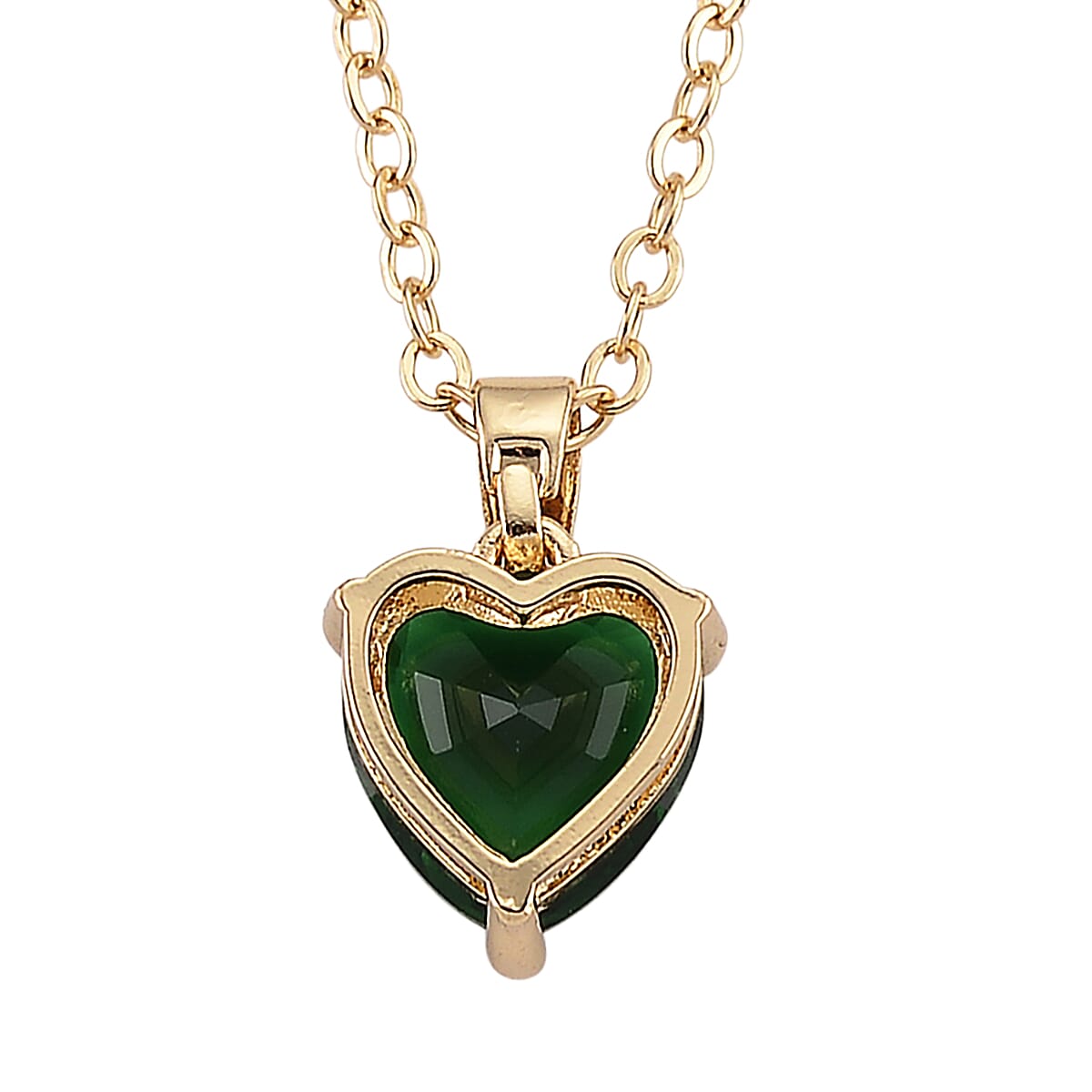 3 Piece Set - Green Austrian Crystal Heart Bracelet (7.50In), Earrings and Necklace (20-22 Inches) in Goldtone image number 5