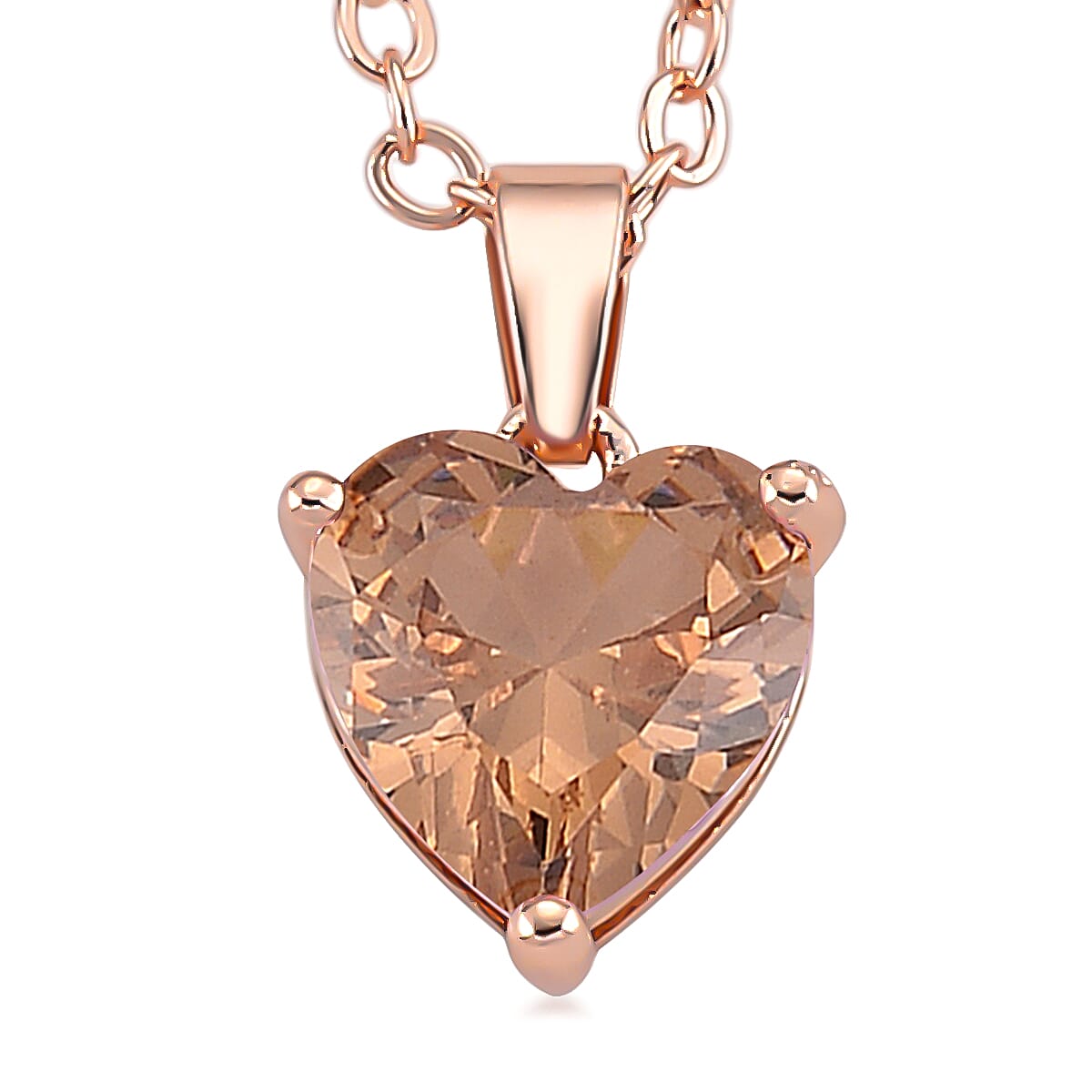 3 Piece Set - Champagne Austrian Crystal Heart Bracelet (7.50In), Earrings and Necklace (20-22 Inches) in Goldtone image number 3