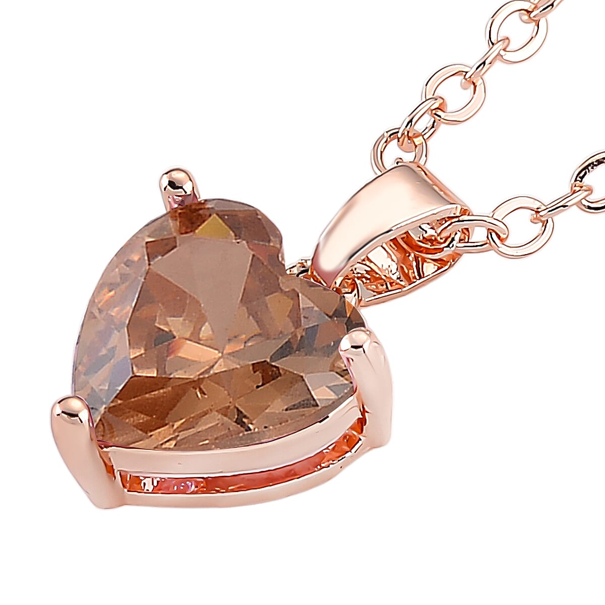 3 Piece Set - Champagne Austrian Crystal Heart Bracelet (7.50In), Earrings and Necklace (20-22 Inches) in Goldtone image number 4