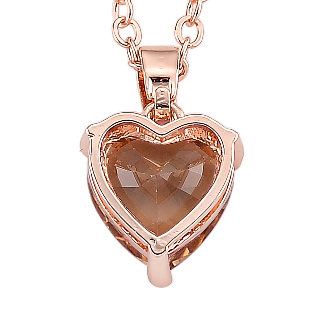 3 Piece Set - Champagne Austrian Crystal Heart Bracelet (7.50In), Earrings and Necklace (20-22 Inches) in Goldtone image number 5