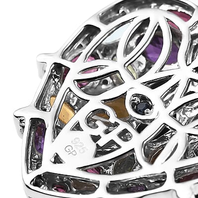 GP Special Amore Collection Premium Multi Gemstone 8.25 ctw Pendant Necklace in Rhodium Over Sterling Silver 20 Inches