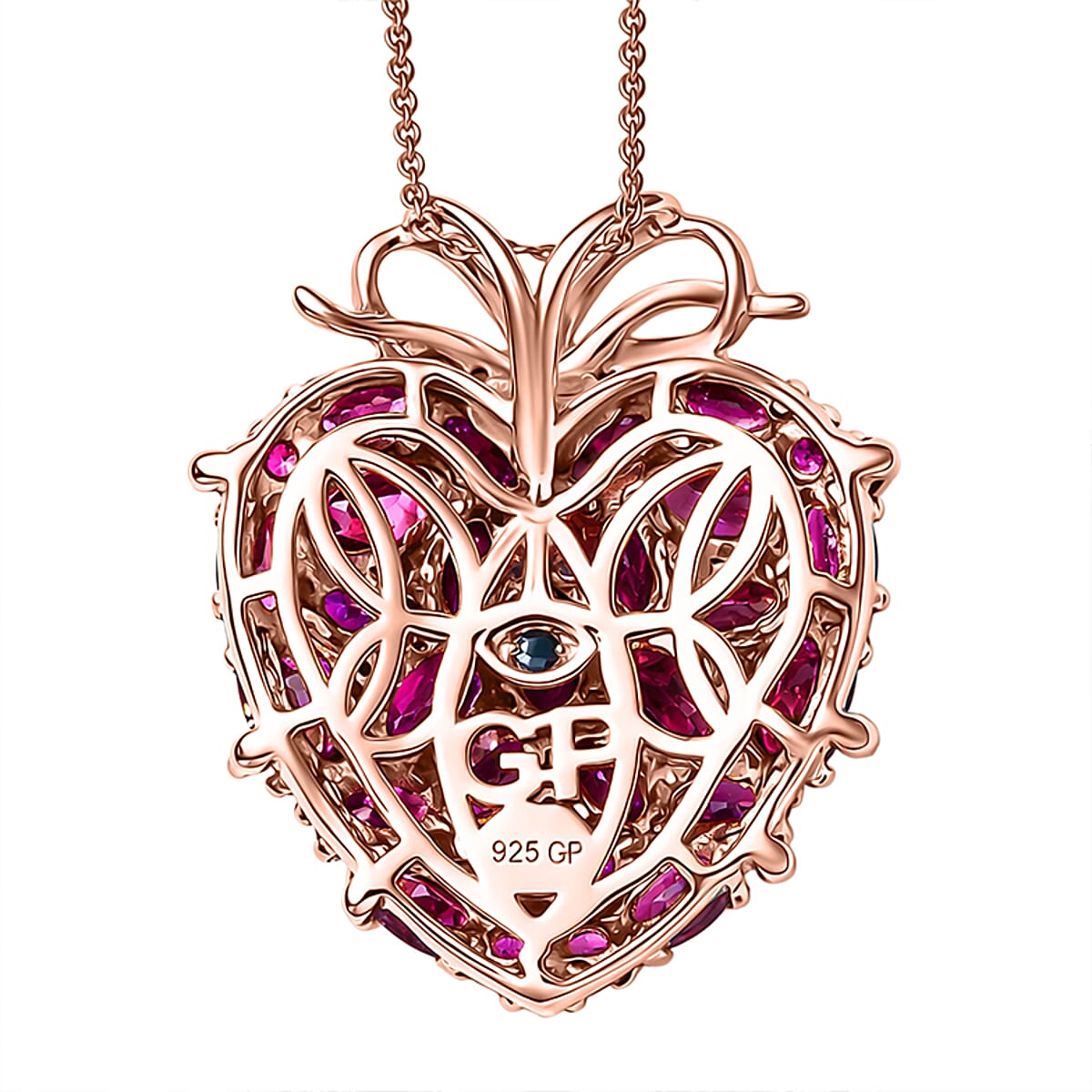 GP Premium Orissa Rhodolite Garnet and White Zircon 9.80 ctw Pendant Necklace in 18K Vermeil Rose Gold Over Sterling Silver 20 Inches (Del. in 8-10 Days) image number 5