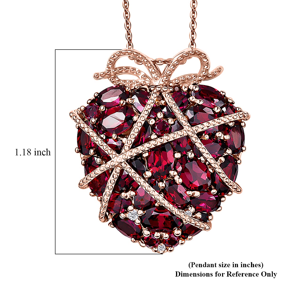 GP Premium Orissa Rhodolite Garnet and White Zircon 9.80 ctw Pendant Necklace in 18K Vermeil Rose Gold Over Sterling Silver 20 Inches (Del. in 8-10 Days) image number 7