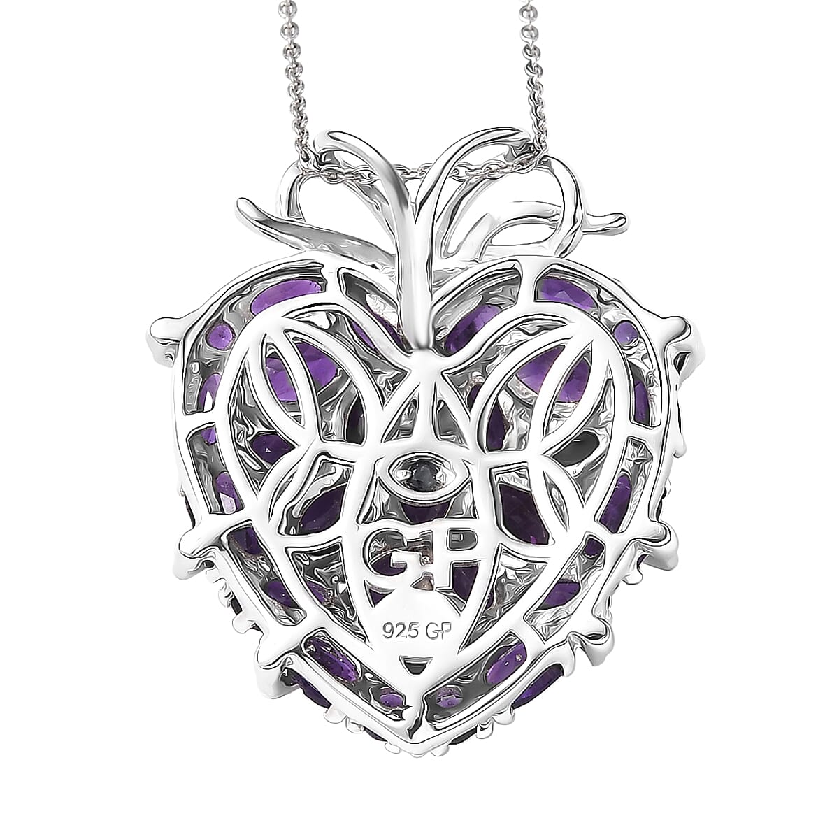 GP Special Amore CollectIon Premium African Amethyst and White Zircon 5.85 ctw Pendant Necklace in Rhodium Over Sterling Silver 20 Inches (Del. in 8-10 Days) image number 5