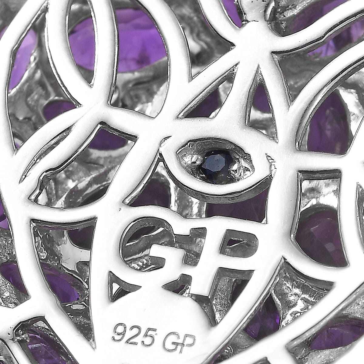 GP Special Amore CollectIon Premium African Amethyst and White Zircon 5.85 ctw Pendant Necklace in Rhodium Over Sterling Silver 20 Inches (Del. in 8-10 Days) image number 6