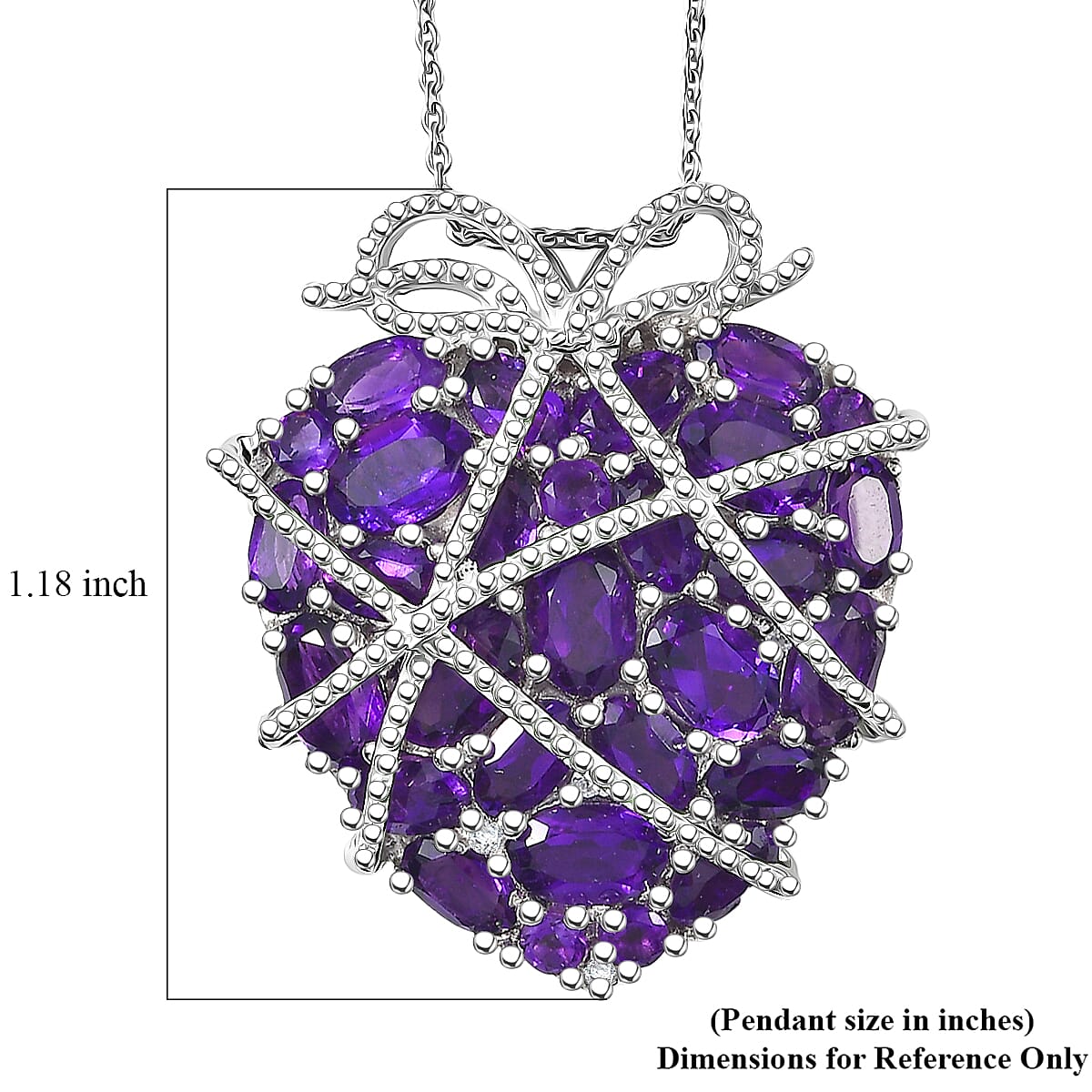 GP Special Amore CollectIon Premium African Amethyst and White Zircon 5.85 ctw Pendant Necklace in Rhodium Over Sterling Silver 20 Inches (Del. in 8-10 Days) image number 7