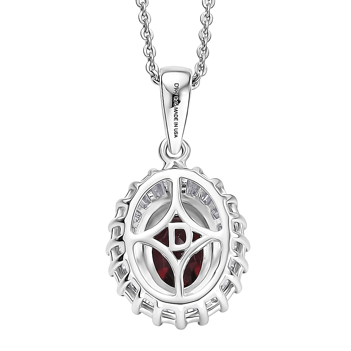 D'Joy Premium Red Zircon and Moissanite 2.00 ctw Pendant Necklace in Rhodium Over Sterling Silver 20 Inches  image number 4