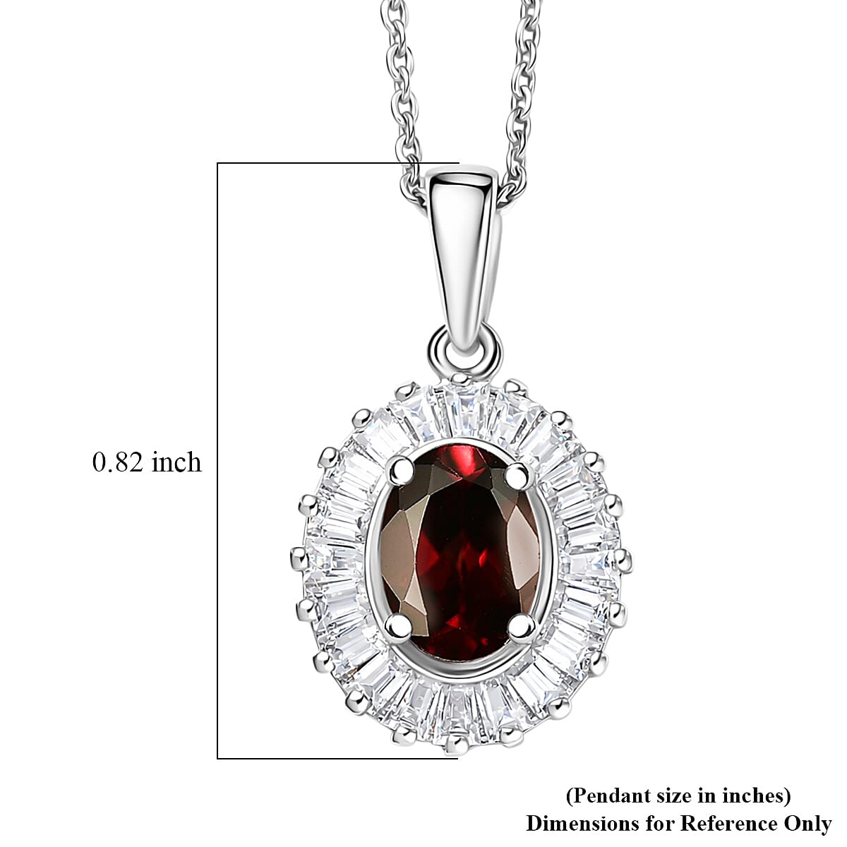 D'Joy Premium Red Zircon and Moissanite 2.00 ctw Pendant Necklace in Rhodium Over Sterling Silver 20 Inches  image number 5