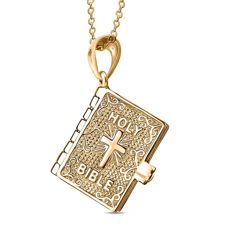 D'Joy Openable Holy Cross Bible Pendant Necklace in 18K Vermeil YG Over Sterling Silver 6.5 Grams (20 Inches)