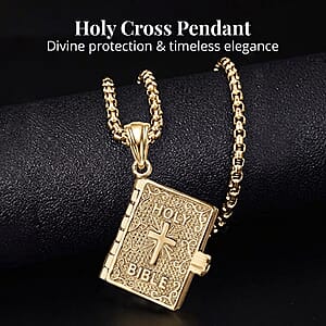 D'Joy Openable Holy Cross Bible Pendant Necklace in 18K Vermeil YG Over Sterling Silver 2.63 Grams (20 Inches)