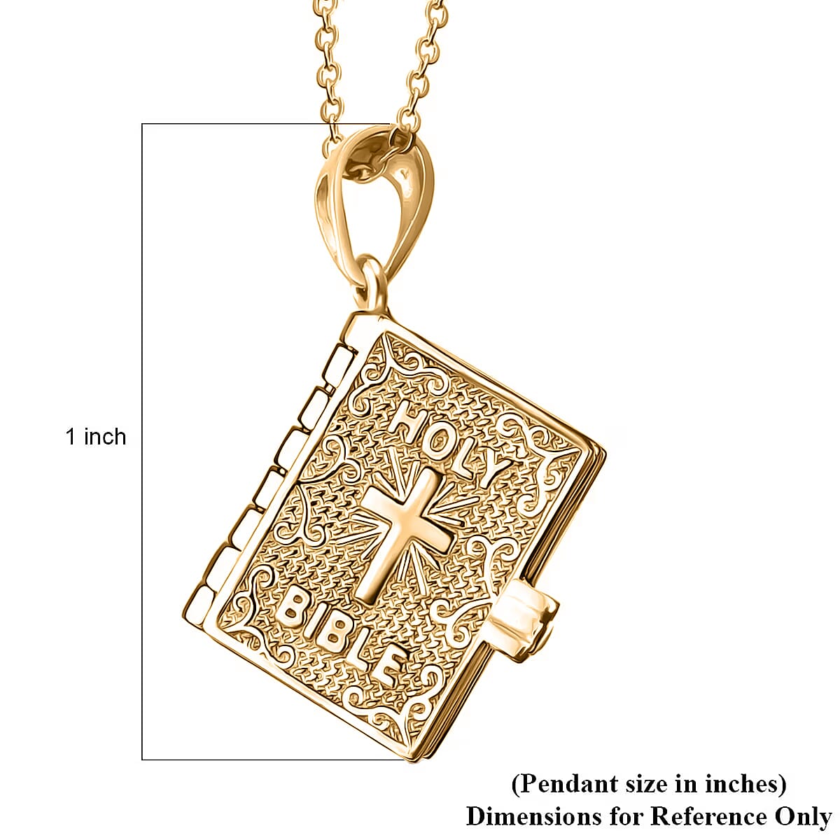D'Joy Openable Holy Cross Bible Pendant Necklace in 18K Vermeil YG Over Sterling Silver 2.63 Grams (20 Inches) image number 5