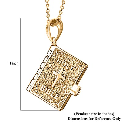 D'Joy Openable Holy Cross Bible Pendant Necklace in 18K Vermeil YG Over Sterling Silver 6.5 Grams (20 Inches)