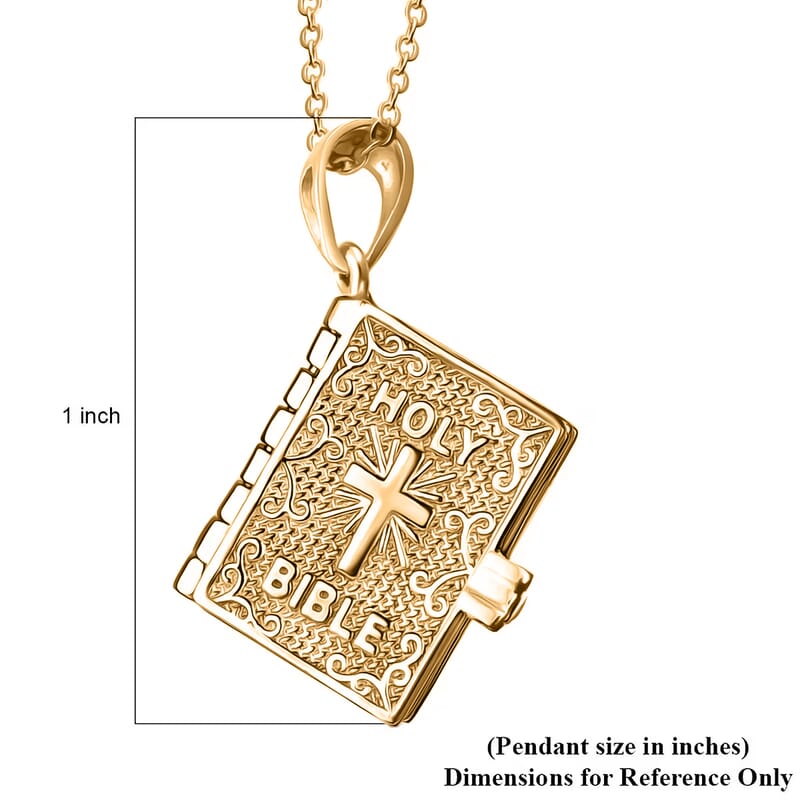 D'Joy Openable Holy Cross Bible Pendant Necklace in 18K Vermeil YG Over Sterling Silver 6.5 Grams (20 Inches)