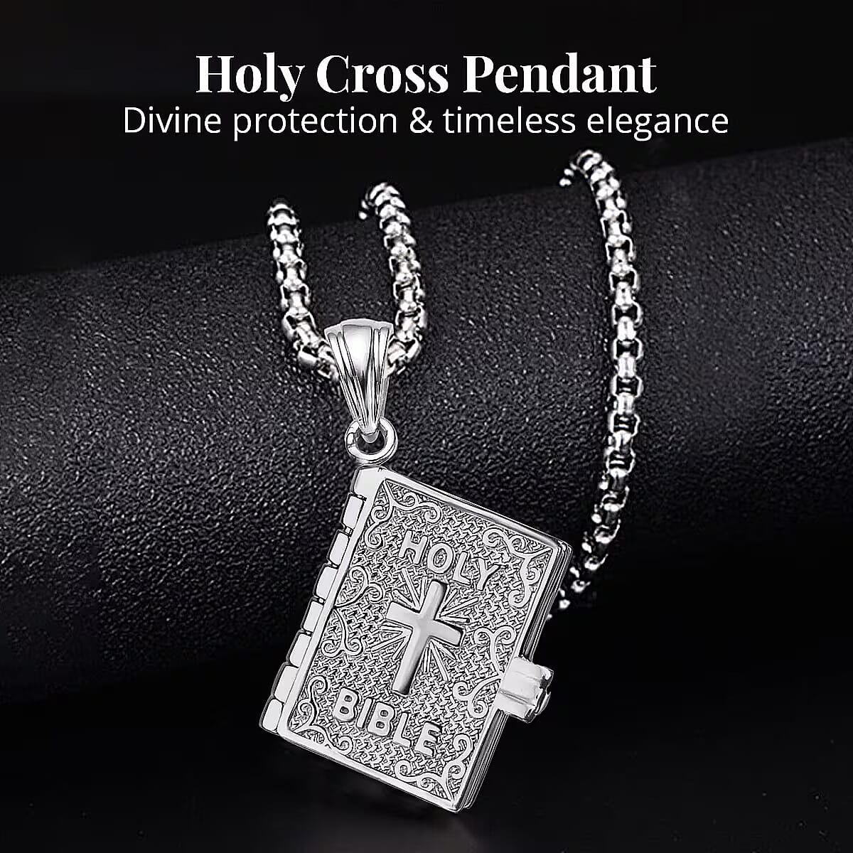 D'Joy Openable Holy Cross Bible Pendant Necklace in Rhodium Over Sterling Silver 2.63 Grams (20 Inches) (Del. In 10-12 Days) image number 2