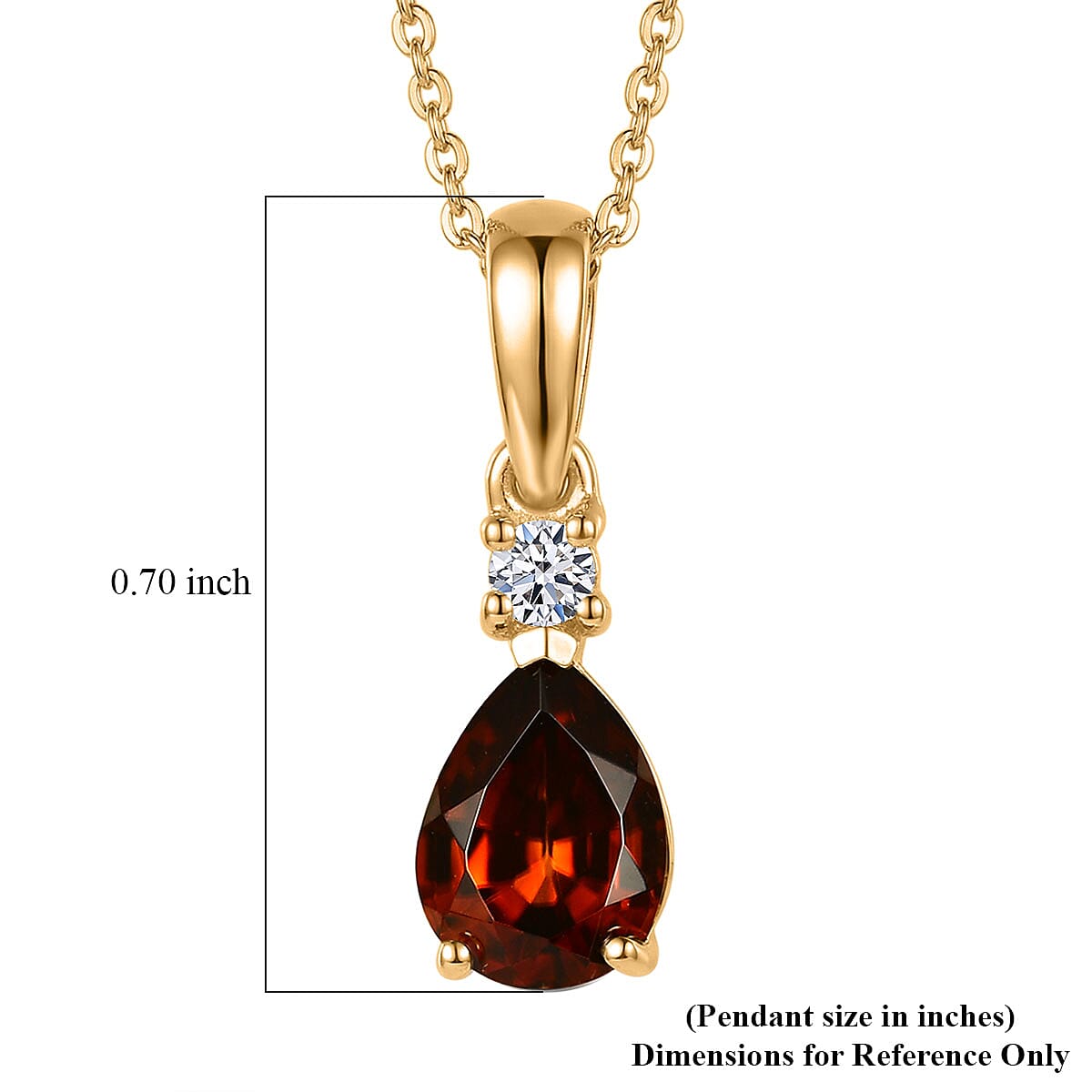 Premium Red Zircon and Luxuriant Lab Grown Diamond G-H SI 2.00 ctw Pendant Necklace in 18K Vermeil Yellow Gold Over Sterling Silver 20 Inches  image number 6