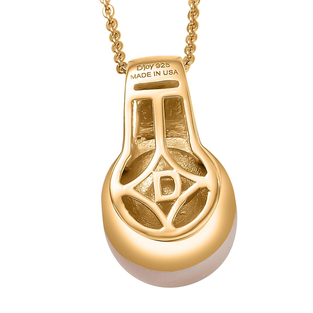 D'Joy South Sea Golden Cultured Pearl Solitaire Pendant Necklace in 18K Vermeil Yellow Gold Over Sterling Silver 20 Inches image number 4