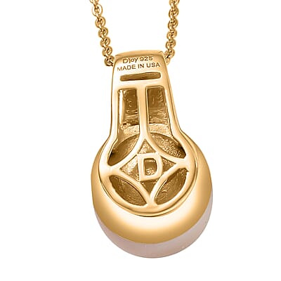 D'Joy South Sea Golden Cultured Pearl Solitaire Pendant Necklace in 18K Vermeil Yellow Gold Over Sterling Silver 20 Inches