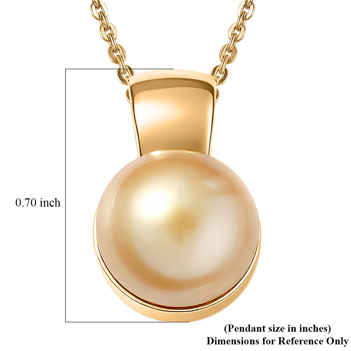 D'Joy South Sea Golden Cultured Pearl Solitaire Pendant Necklace in 18K Vermeil Yellow Gold Over Sterling Silver 20 Inches image number 5