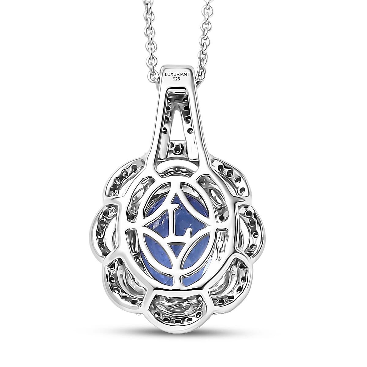 Premium Tanzanite and Luxuriant Lab Grown Diamond E-F VS 2.30 ctw Blue Crownfire Pendant Necklace in 10K White Gold 20 Inches image number 4