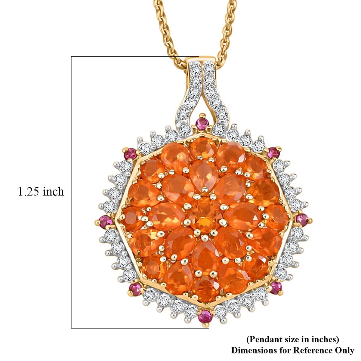 D'Joy Jalisco Fire Opal and Moissanite 3.25 ctw Geometrical Arab Art Pendant Necklace in 18K Vermeil Yellow Gold Over Sterling Silver (20 Inches) image number 5