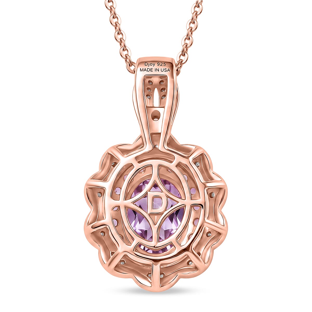 D'Joy Premium Martha Rocha Kunzite and Multi Gemstone 2.90 ctw Flower Pendant Necklace in 18K Vermeil Rose Gold Over Sterling Silver (20 Inches)