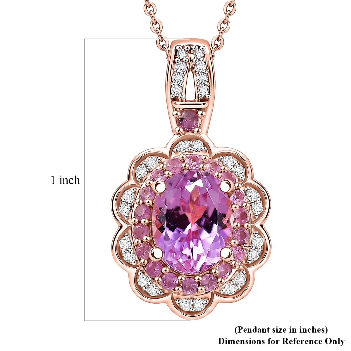 D'Joy Premium Martha Rocha Kunzite and Multi Gemstone 2.90 ctw Flower Pendant Necklace in 18K Vermeil Rose Gold Over Sterling Silver (20 Inches) image number 5