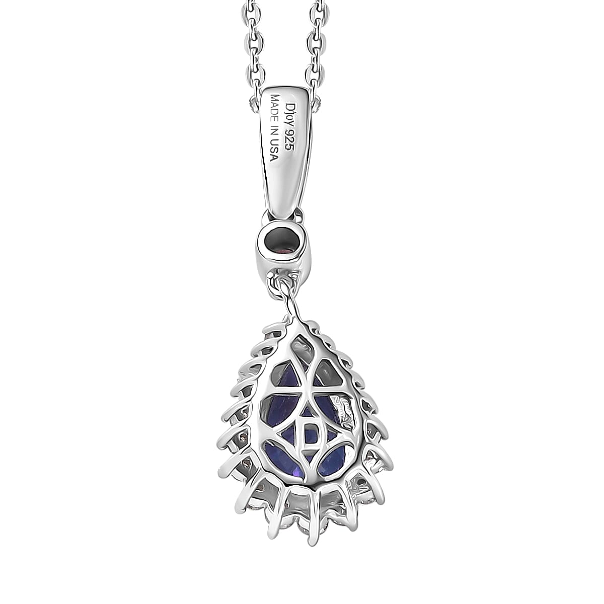 D'Joy Premium Tanzanite, Mahenge Spinel and Diamond 2.00 ctw Blue Heirloom Drop Pendant Necklace in Rhodium Over Sterling Silver 20 Inches  image number 4