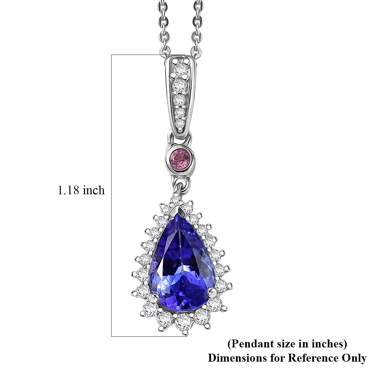 D'Joy Premium Tanzanite, Mahenge Spinel and Diamond 2.00 ctw Blue Heirloom Drop Pendant Necklace in Rhodium Over Sterling Silver 20 Inches  image number 5