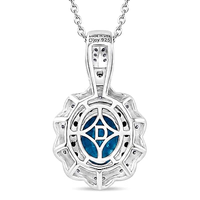 D'Joy Premium Malgache Neon Apatite and Multi Gemstone 2.35 ctw Flower Pendant Necklace in Rhodium Over Sterling Silver (20 Inches)