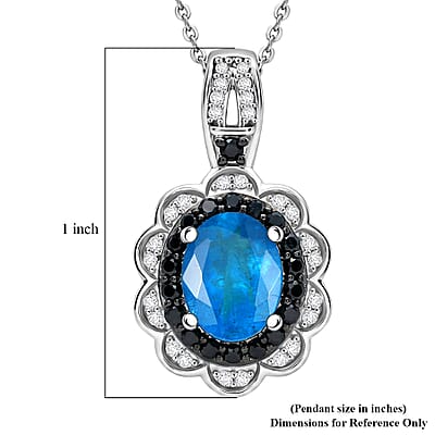 D'Joy Premium Malgache Neon Apatite and Multi Gemstone 2.35 ctw Flower Pendant Necklace in Rhodium Over Sterling Silver (20 Inches)